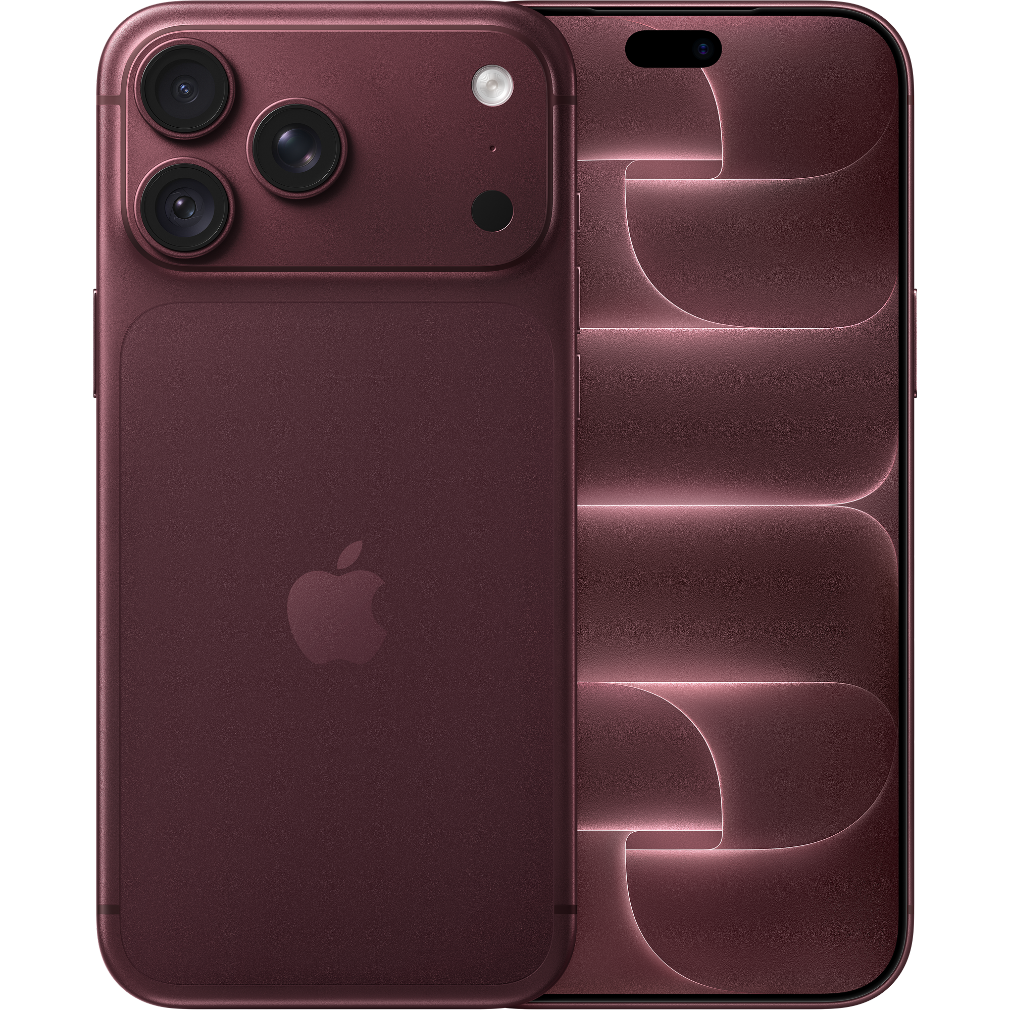 Vorder- und Rückansicht Apple iPhone 18 Pro Max Burgunder.