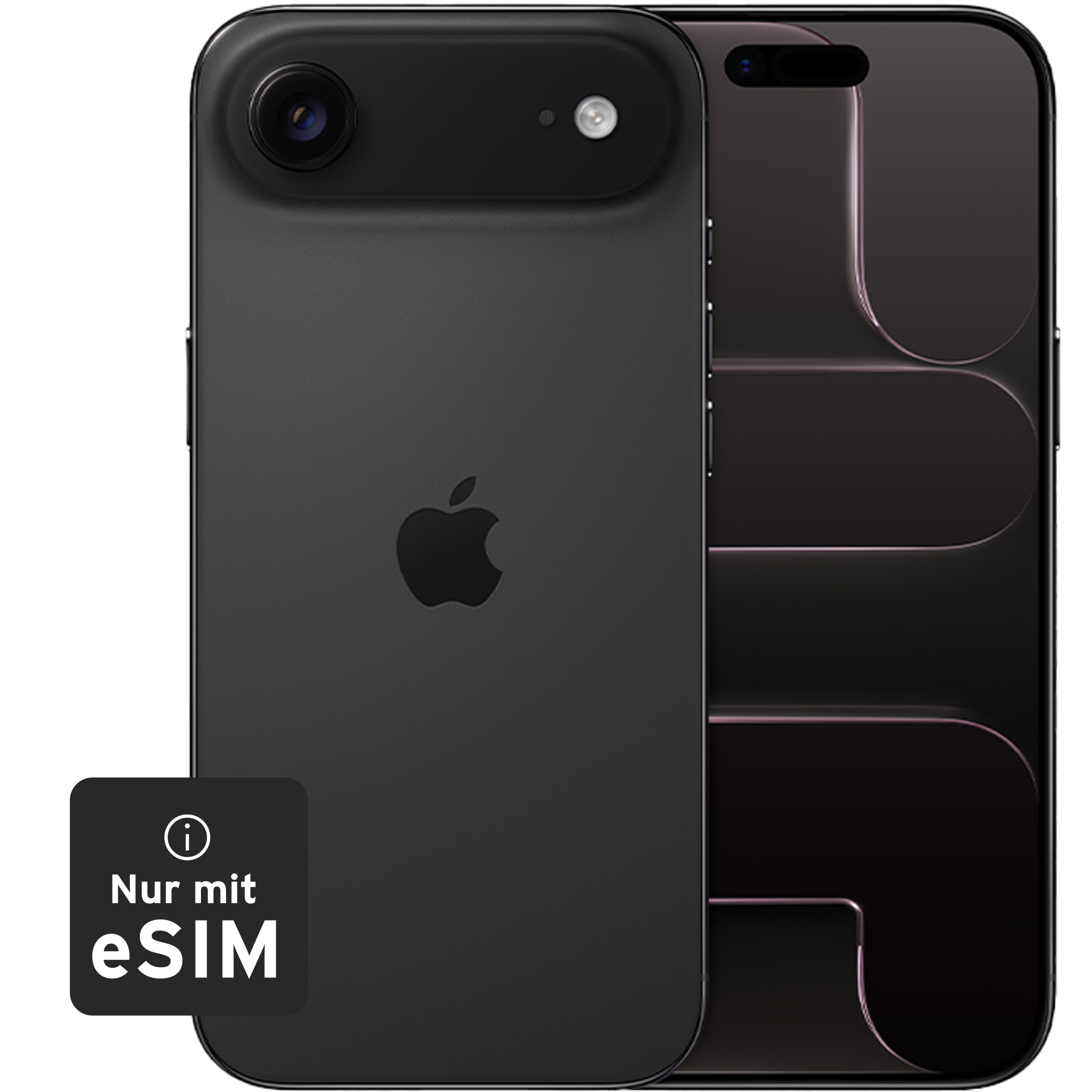 Rück- & Frontansicht Apple iPhone Air Black. Nur mit e-SIM.