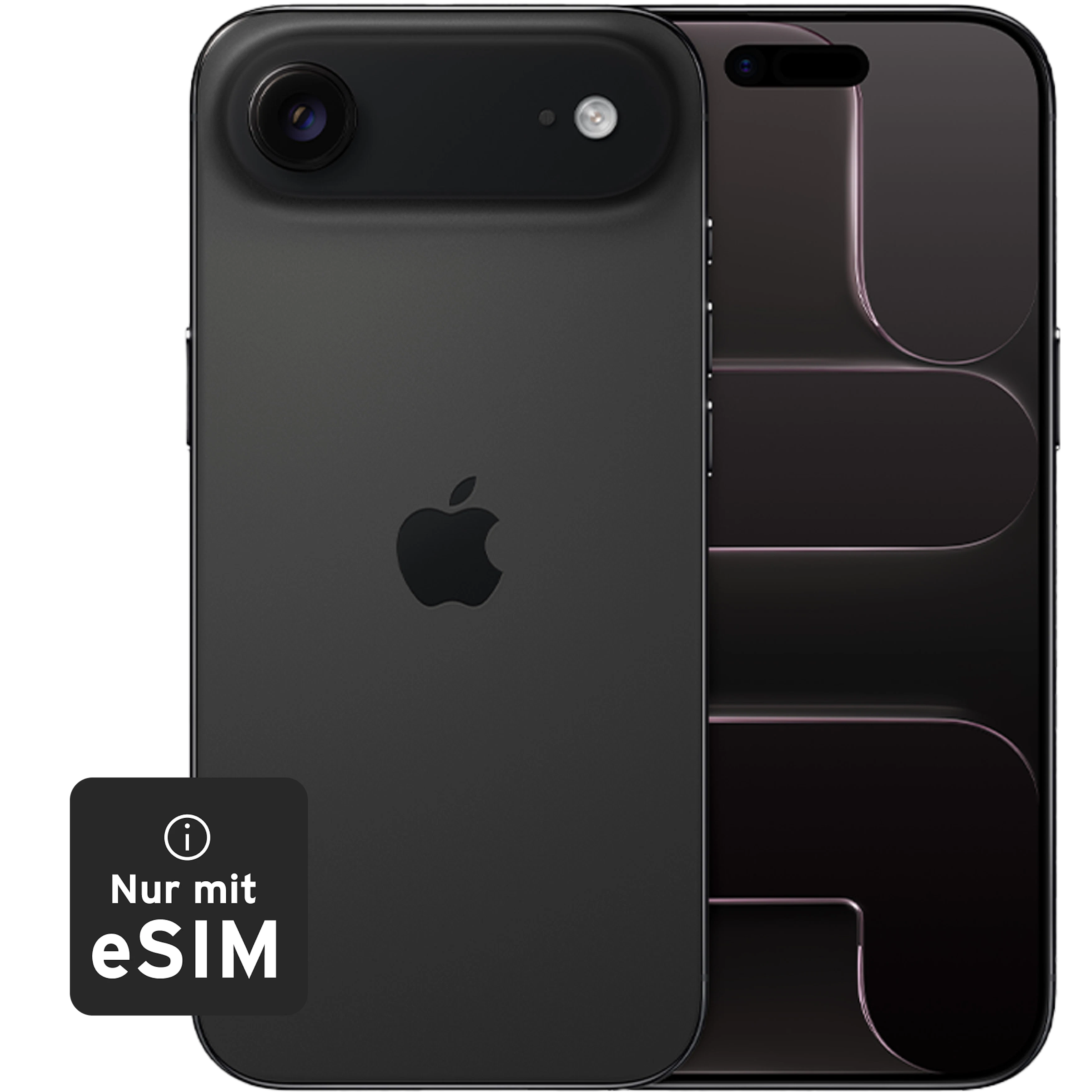 Rück- & Frontansicht Apple iPhone Air Black. Nur mit e-SIM.