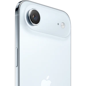Angeschrägte Rückansicht Apple iPhone Air Blue.