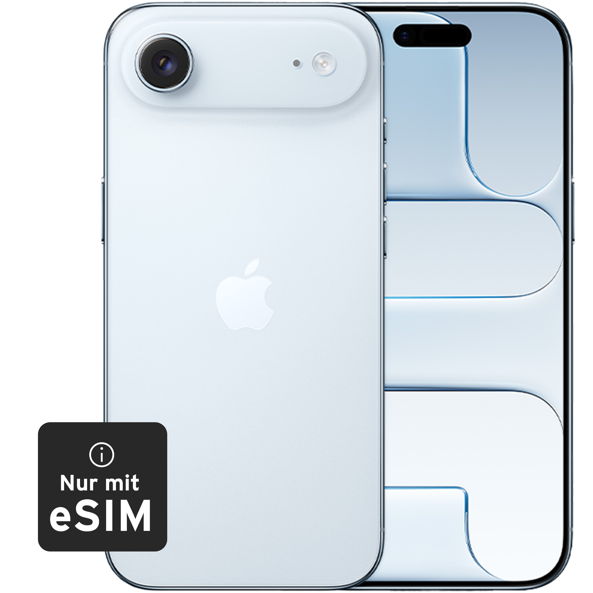 Rück- & Frontansicht Apple iPhone Air Blue. Nur mit e-SIM.