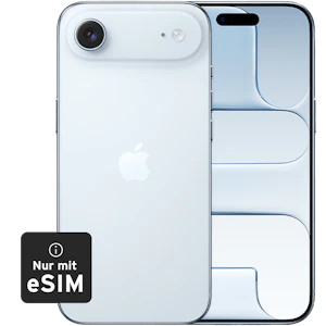 Rück- & Frontansicht Apple iPhone Air Blue. Nur mit e-SIM.