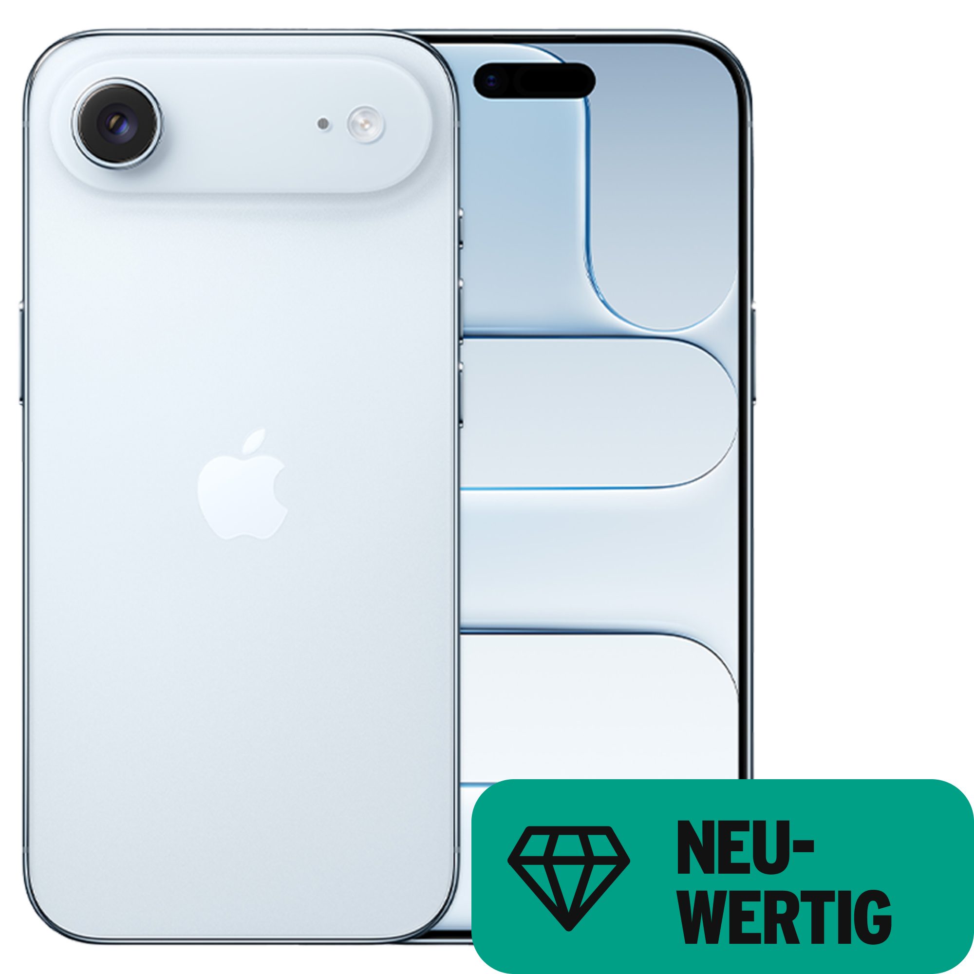 Vorder- und Rückansicht Apple iPhone Air Blau. Neuwertig.