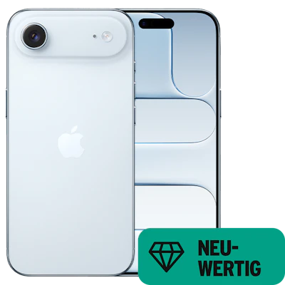 Vorder- und Rückansicht Apple iPhone Air Blau. Neuwertig.