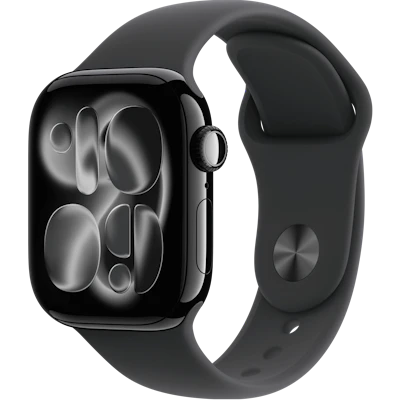 Schräge Vorderansicht Apple Watch S11 42mm Schwarz.