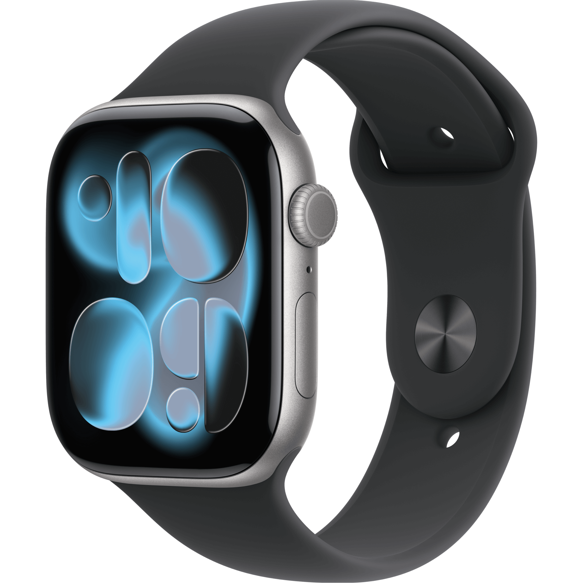 Schräge Vorderansicht Apple Watch S11 46mm Schwarz.