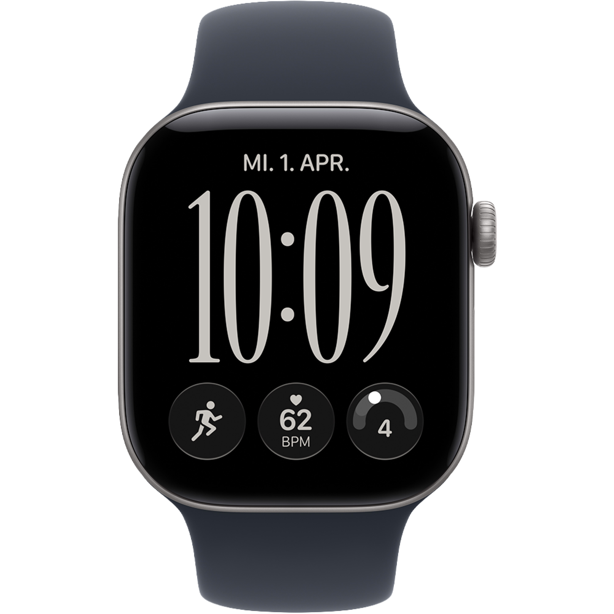 Vorderansicht Apple Watch S12 5G 42mm Navyblau.