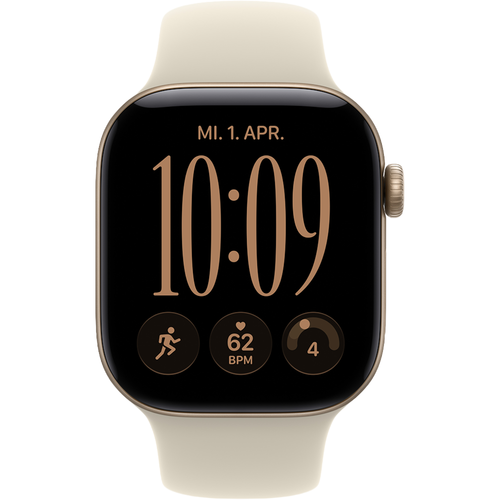 Vorderansicht Apple Watch S12 5G 42mm Sand.