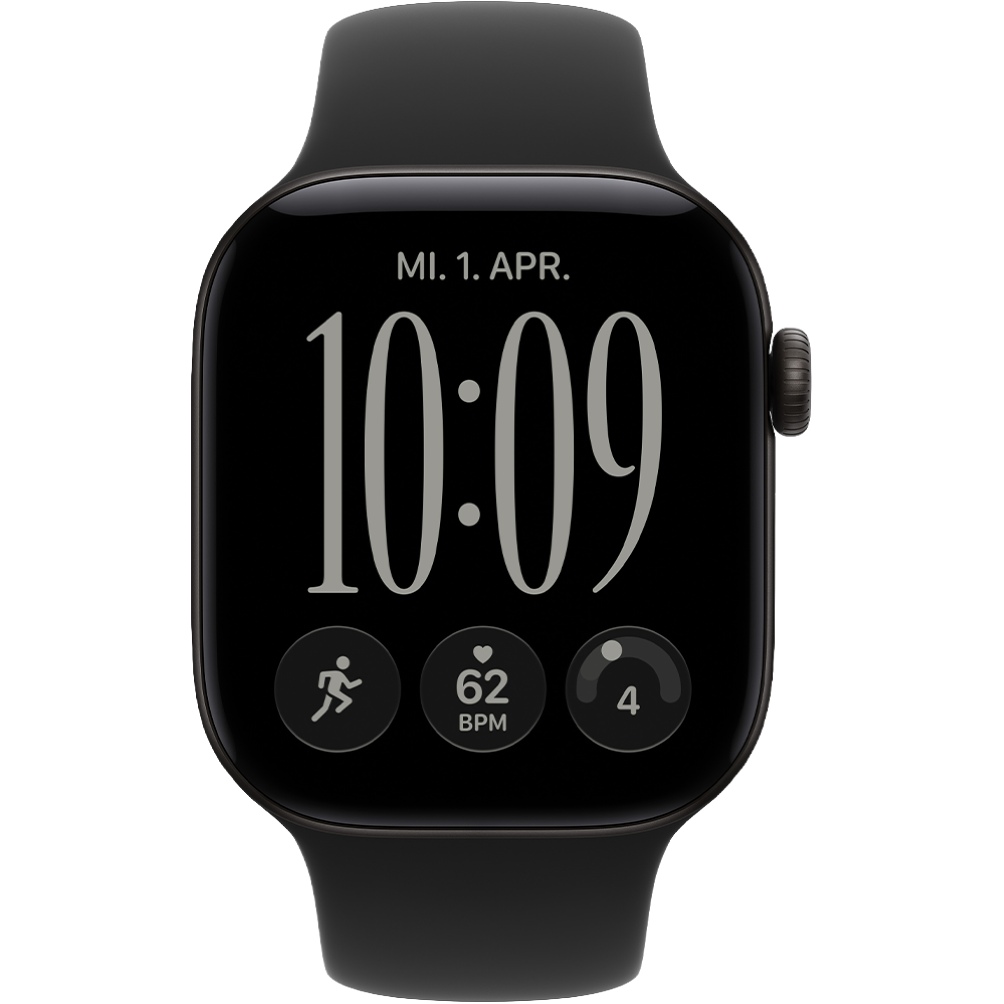 Vorderansicht Apple Watch S12 5G 42mm Schwarz.
