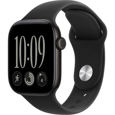 Schräge Vorderansicht Apple Watch S12 5G 42mm Schwarz.