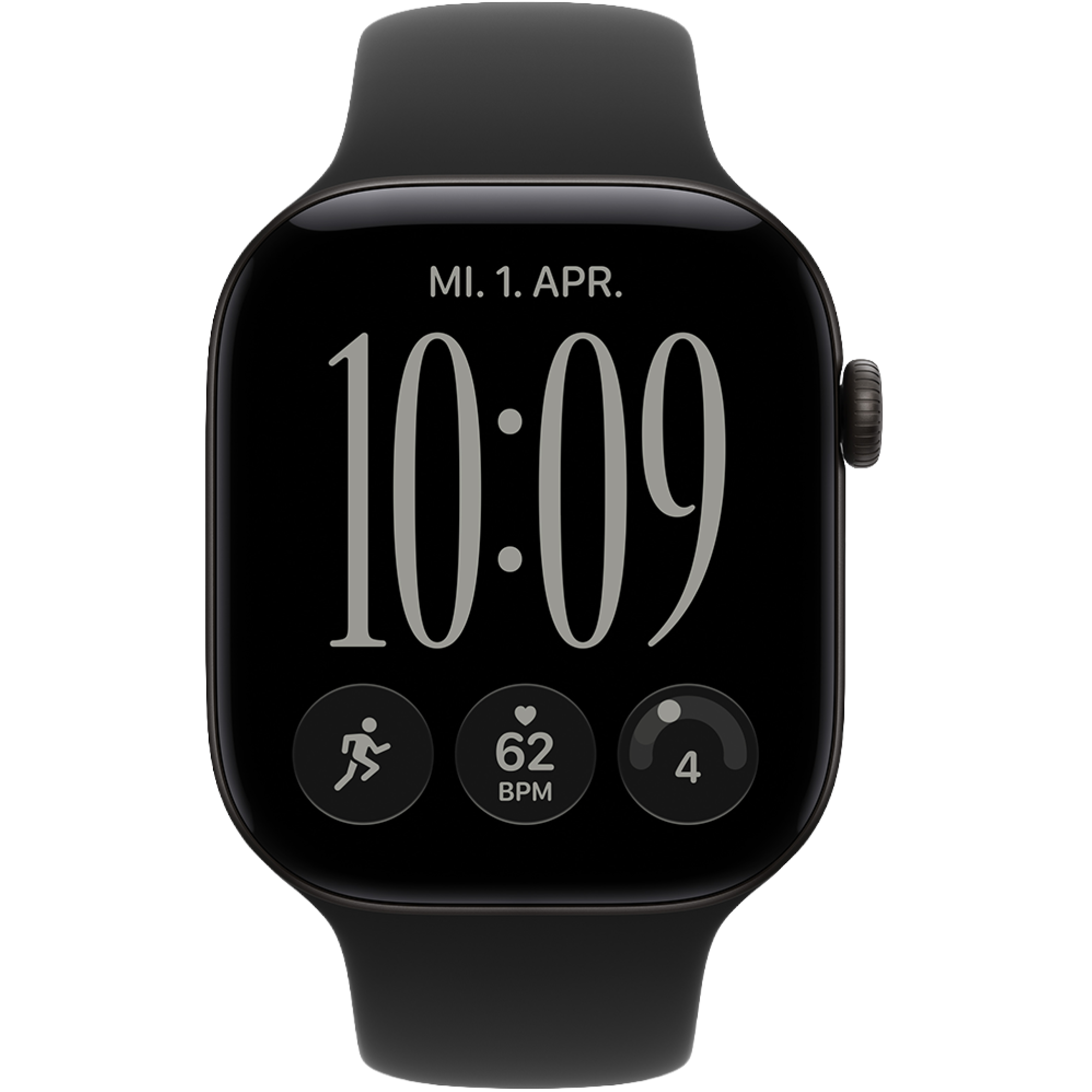 Vorderansicht Apple Watch S12 5G 46mm Schwarz.
