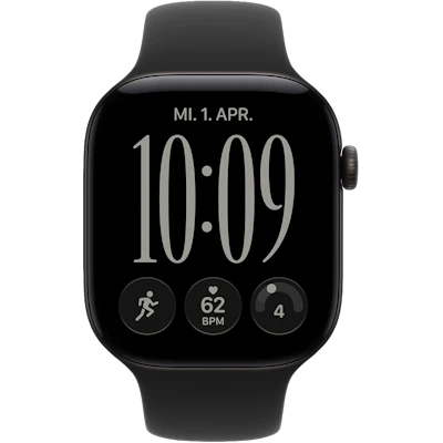 Vorderansicht Apple Watch S12 5G 46mm Schwarz.