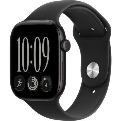 Schräge Vorderansicht Apple Watch S12 5G 46mm Schwarz.