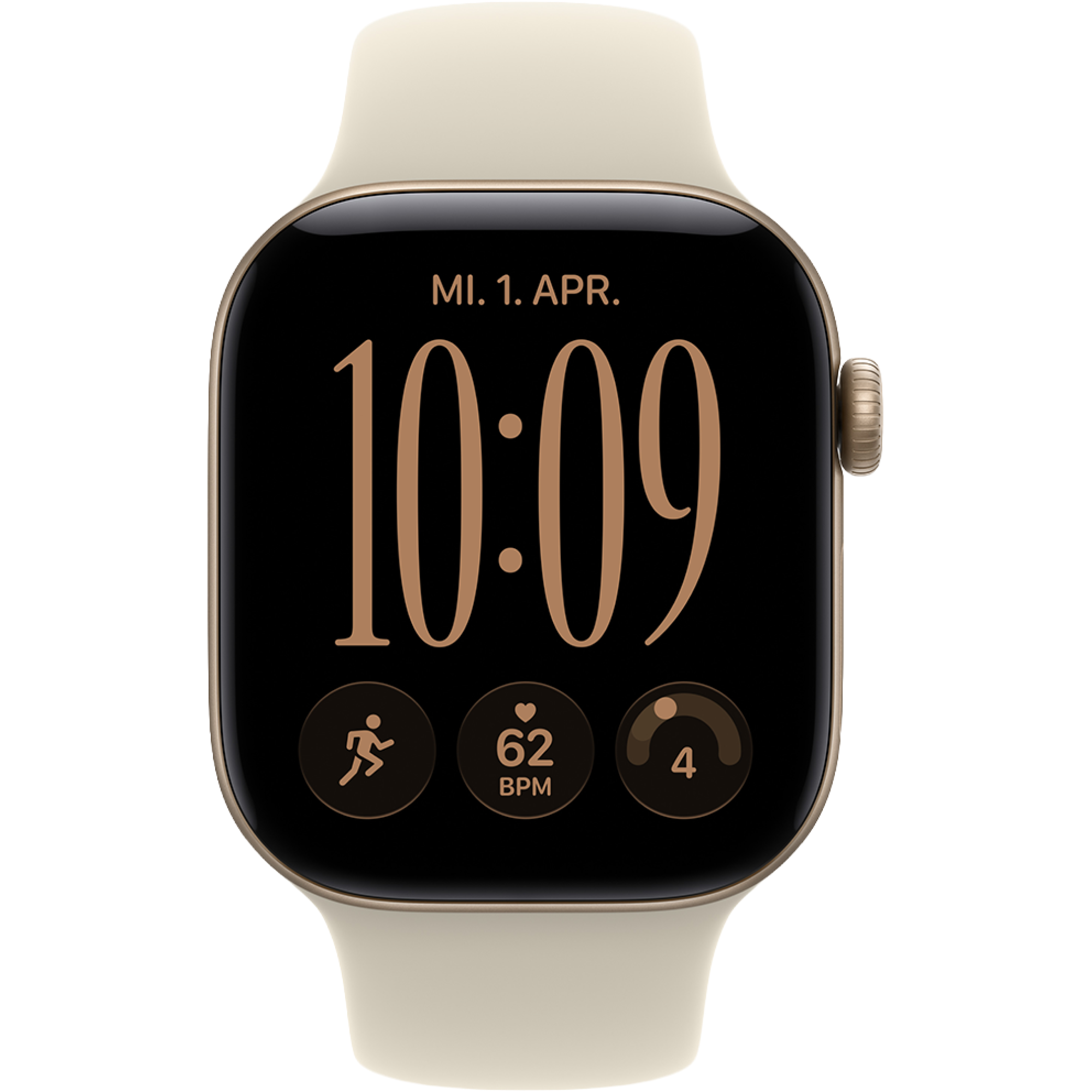 Vorderansicht Apple Watch S12 GPS 42mm Lichtgold.