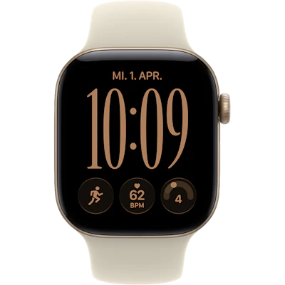 Vorderansicht Apple Watch S12 GPS 42mm Lichtgold.
