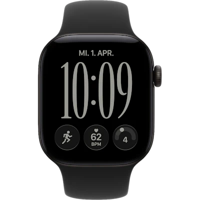 Vorderansicht Apple Watch S12 GPS 42mm Schwarz.
