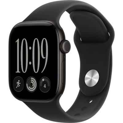Schräge Vorderansicht Apple Watch S12 GPS 42mm Schwarz.