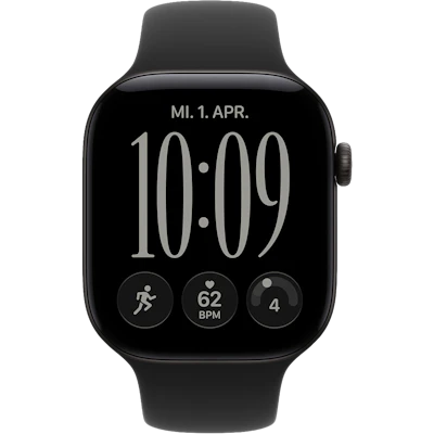 Vorderansicht Apple Watch S12 GPS 46mm Schwarz.