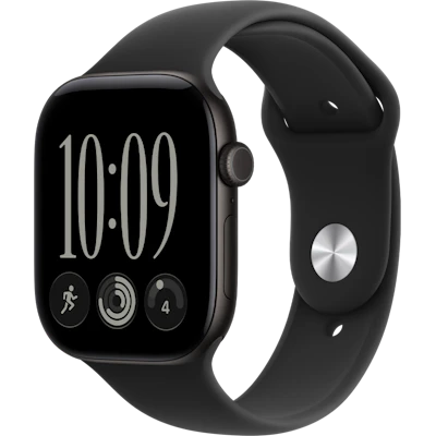 Schräge Vorderansicht Apple Watch S12 GPS 46mm Schwarz.