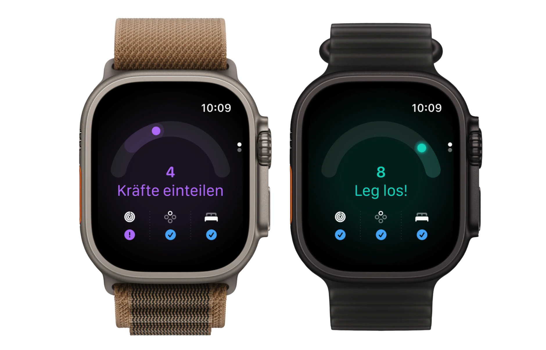 Zwei Vorderansichten Apple Watch Ultra 4 5G 49mm.