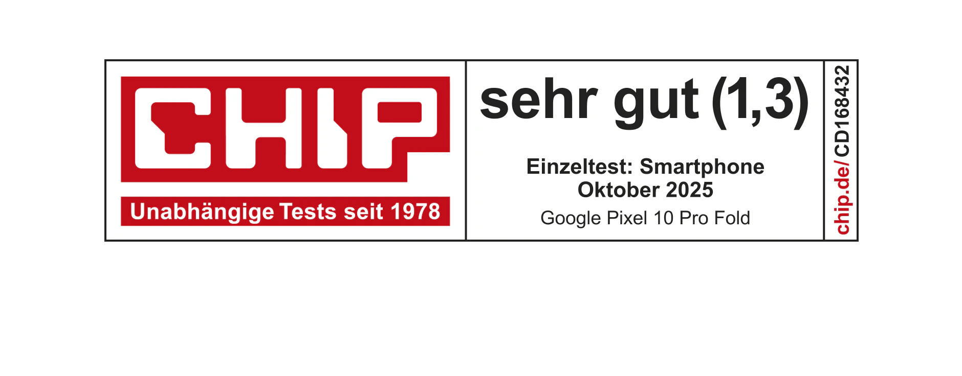 Siegel: CHIP Gesamtnote 1,3 vom Oktober 2025.