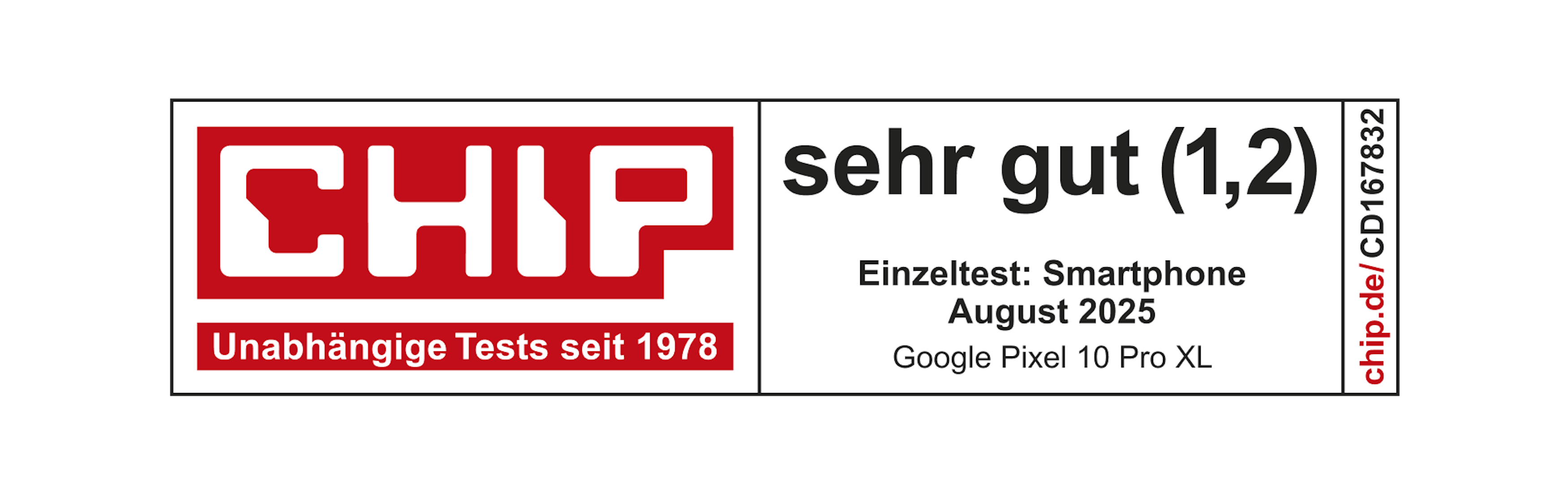 Siegel: CHIP Gesamtnote 1,2 vom August 2025.