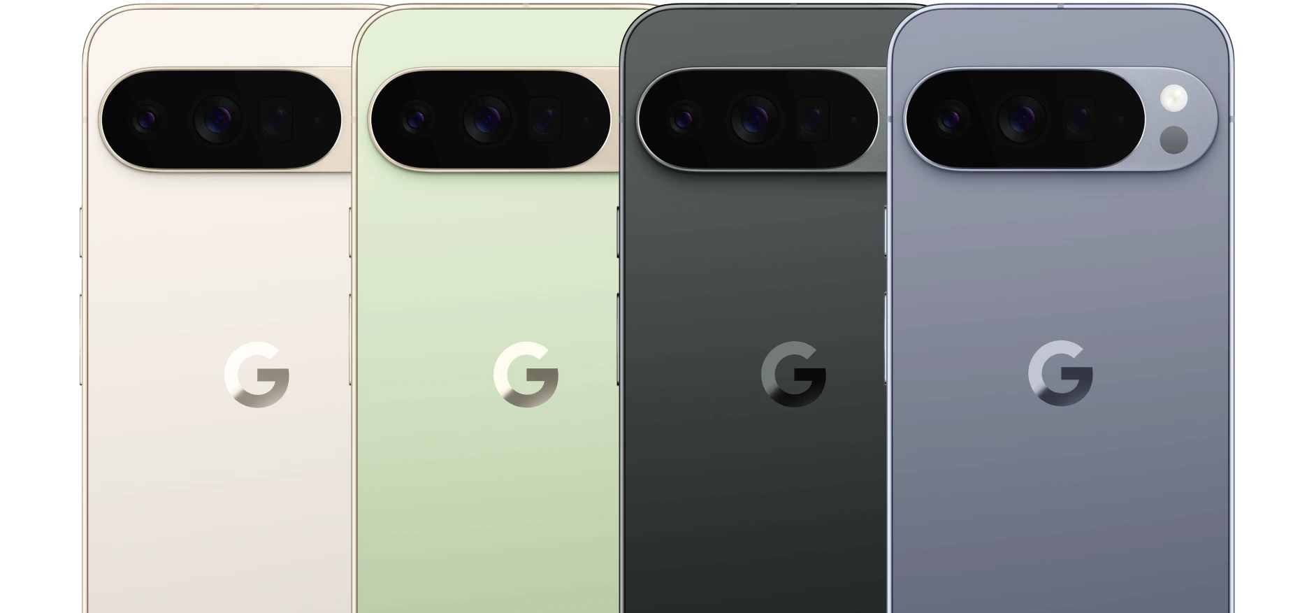 Detailansicht Kamera vom Google Pixel 10 Pro XL in verschiedenen Farben.