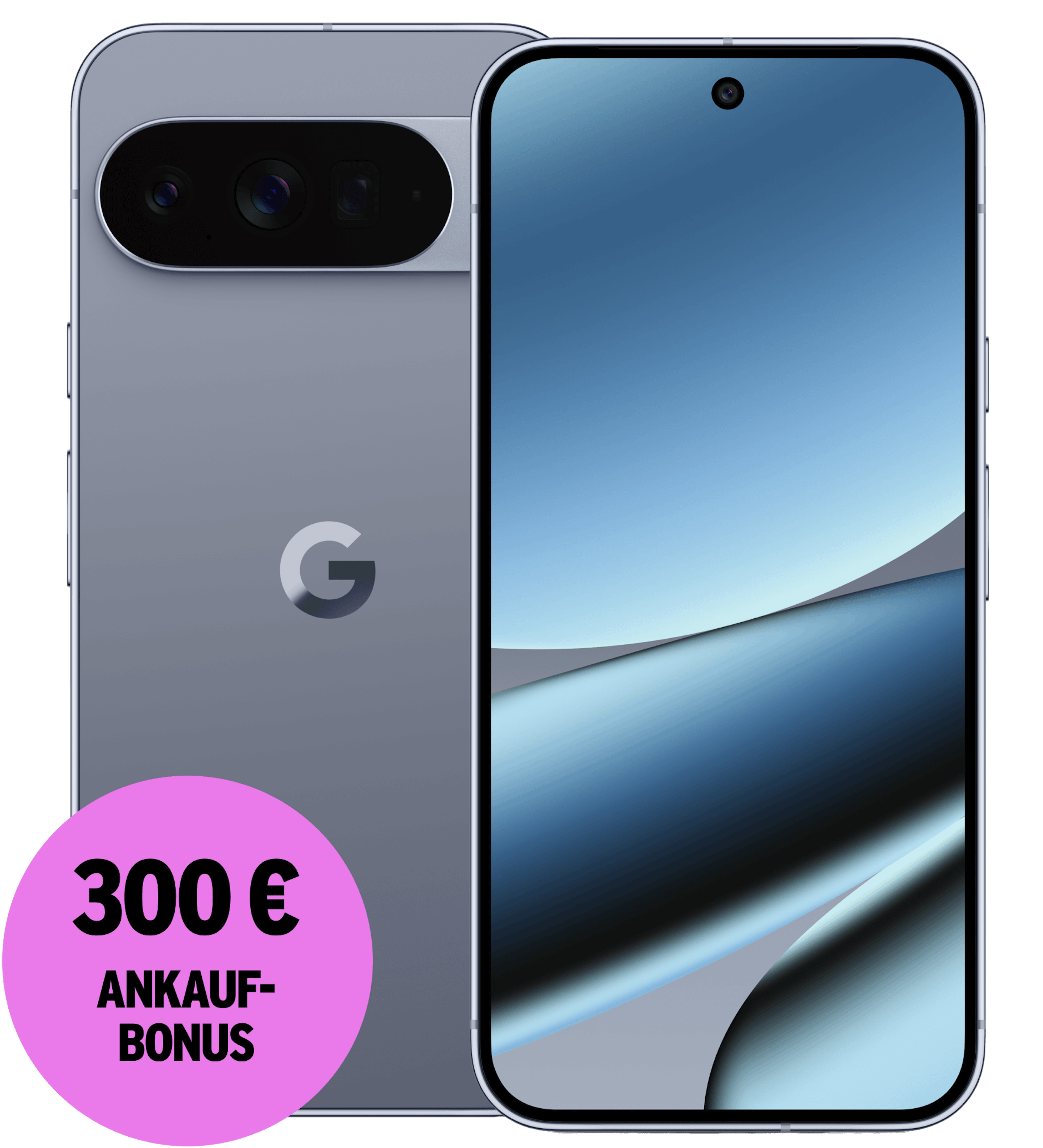 Highlight Bild vom Gerät Vorder- und Rückansicht Google Pixel 10 Pro XL Grau. 300 € Ankaufbonus.