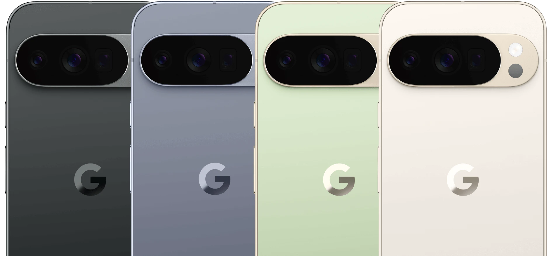 Detailansicht Kamera vom Google Pixel 10 Pro in verschiedenen Farben.