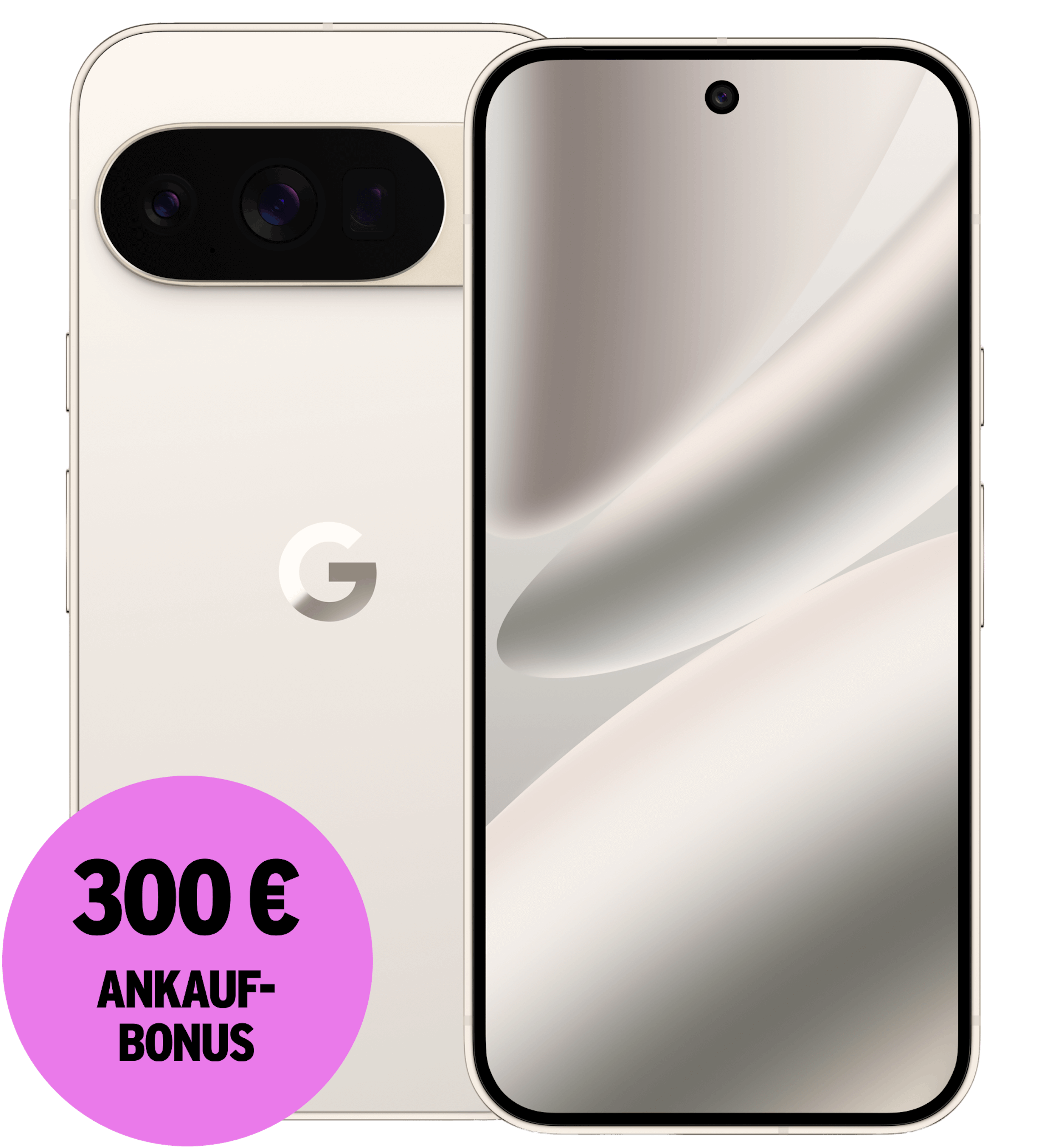 Highlight Bild vom Gerät Vorder- und Rückansicht Google Pixel 10 Pro Porzellan. 300 € Ankaufbonus.