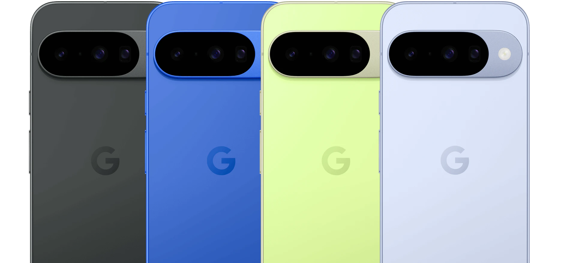 Detailansicht Kamera vom Google Pixel 10 in verschiedenen Farben.