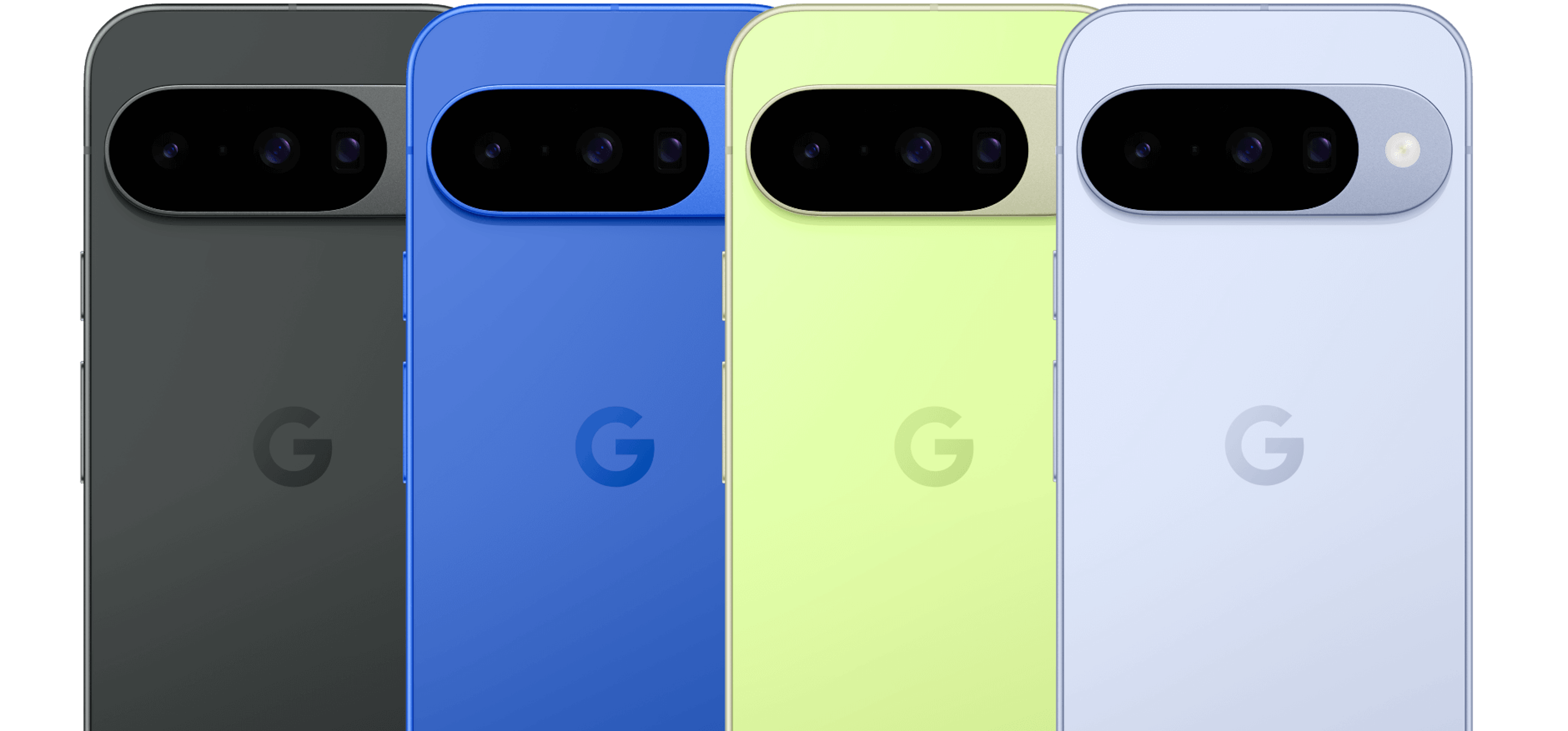Detailansicht Kamera vom Google Pixel 10 in verschiedenen Farben.