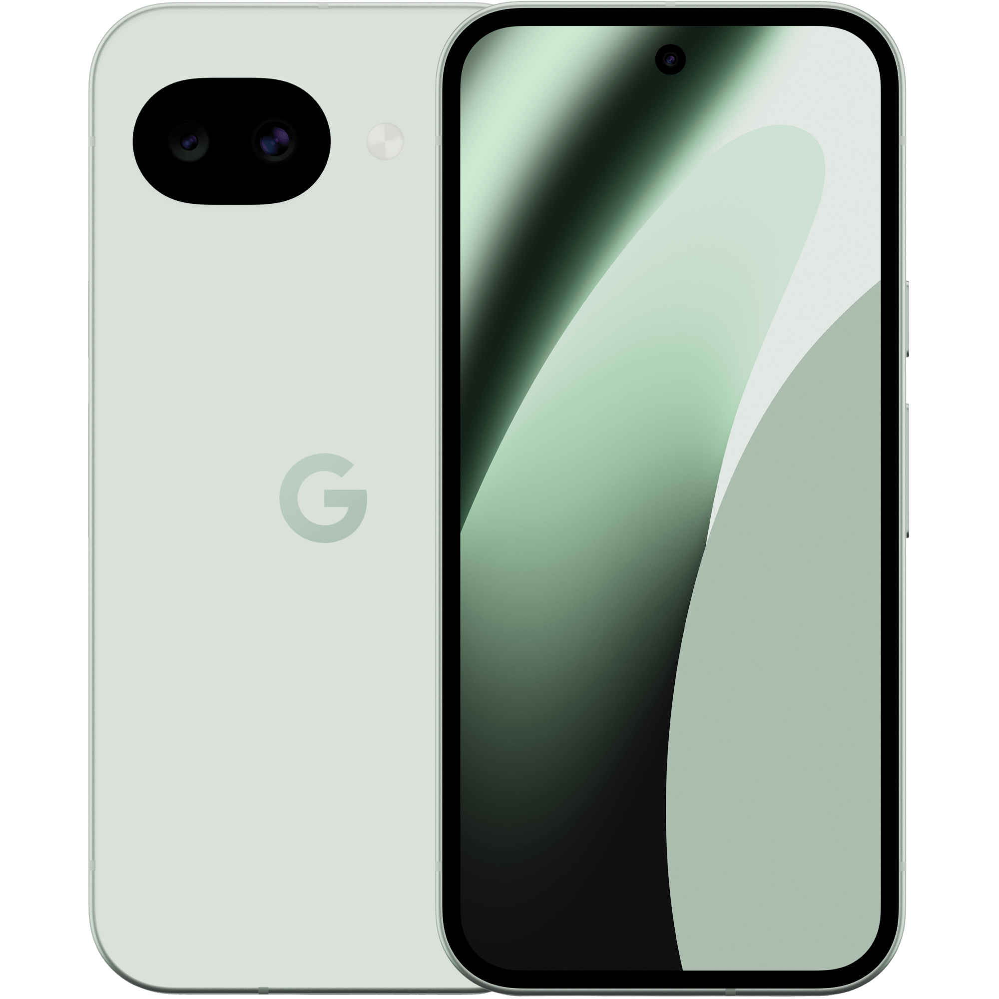 Vorder- und Rückansicht Google Pixel 10a Hellgrün.