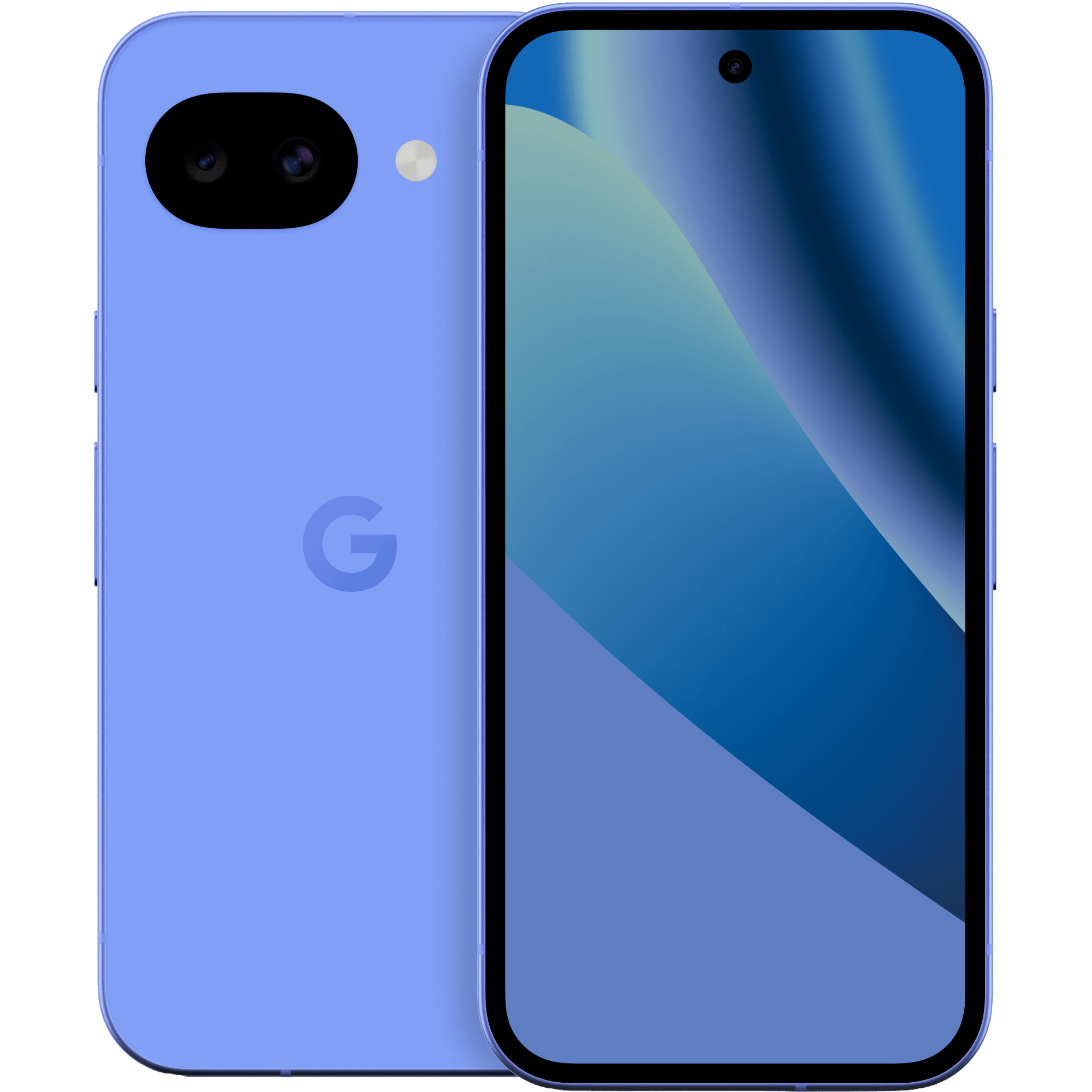 Vorder- und Rückansicht Google Pixel 10a Lavendel.