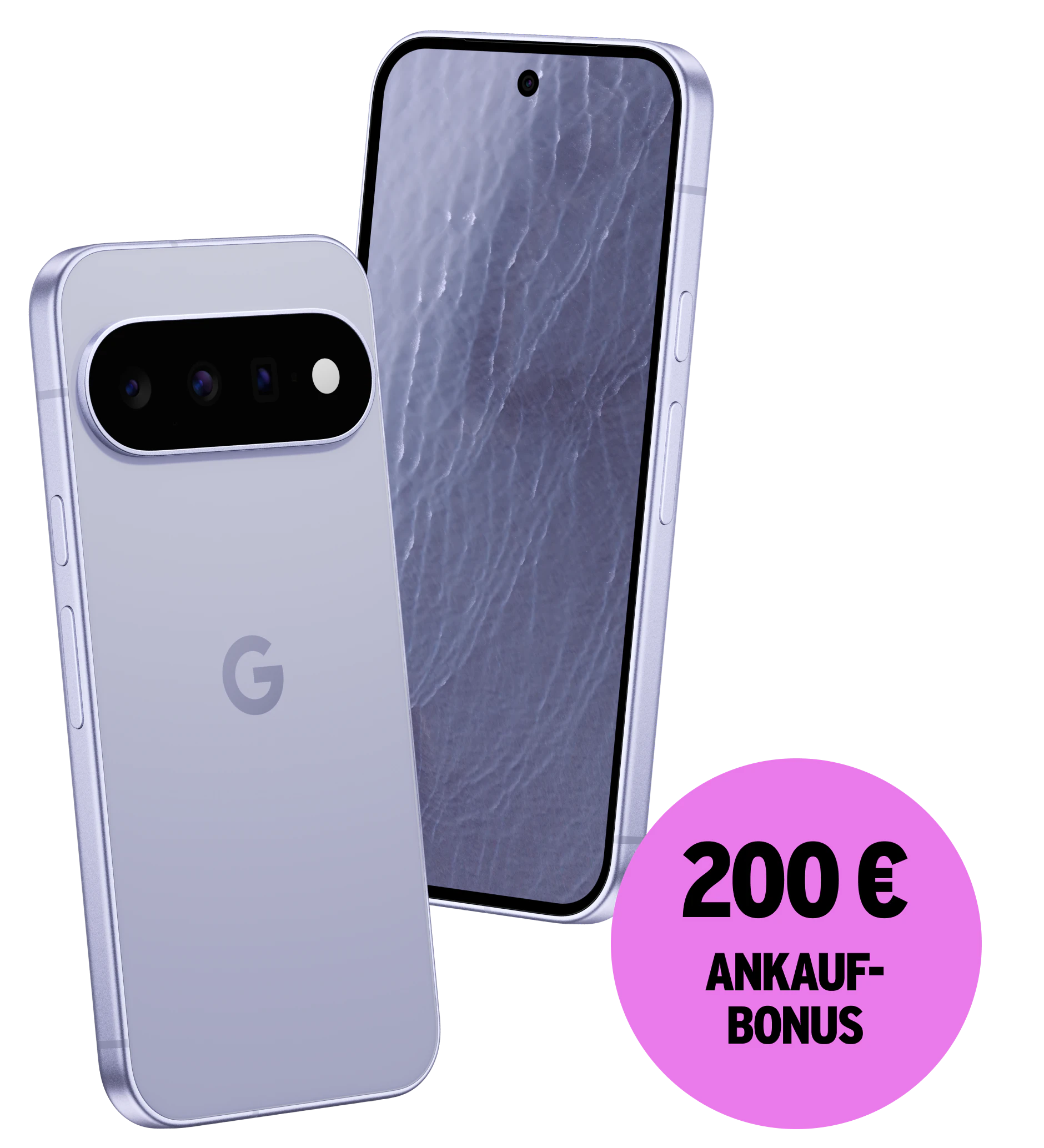 Vorder- und Rückansicht Google Pixel 11 Frost. 200 € Ankaufbonus.