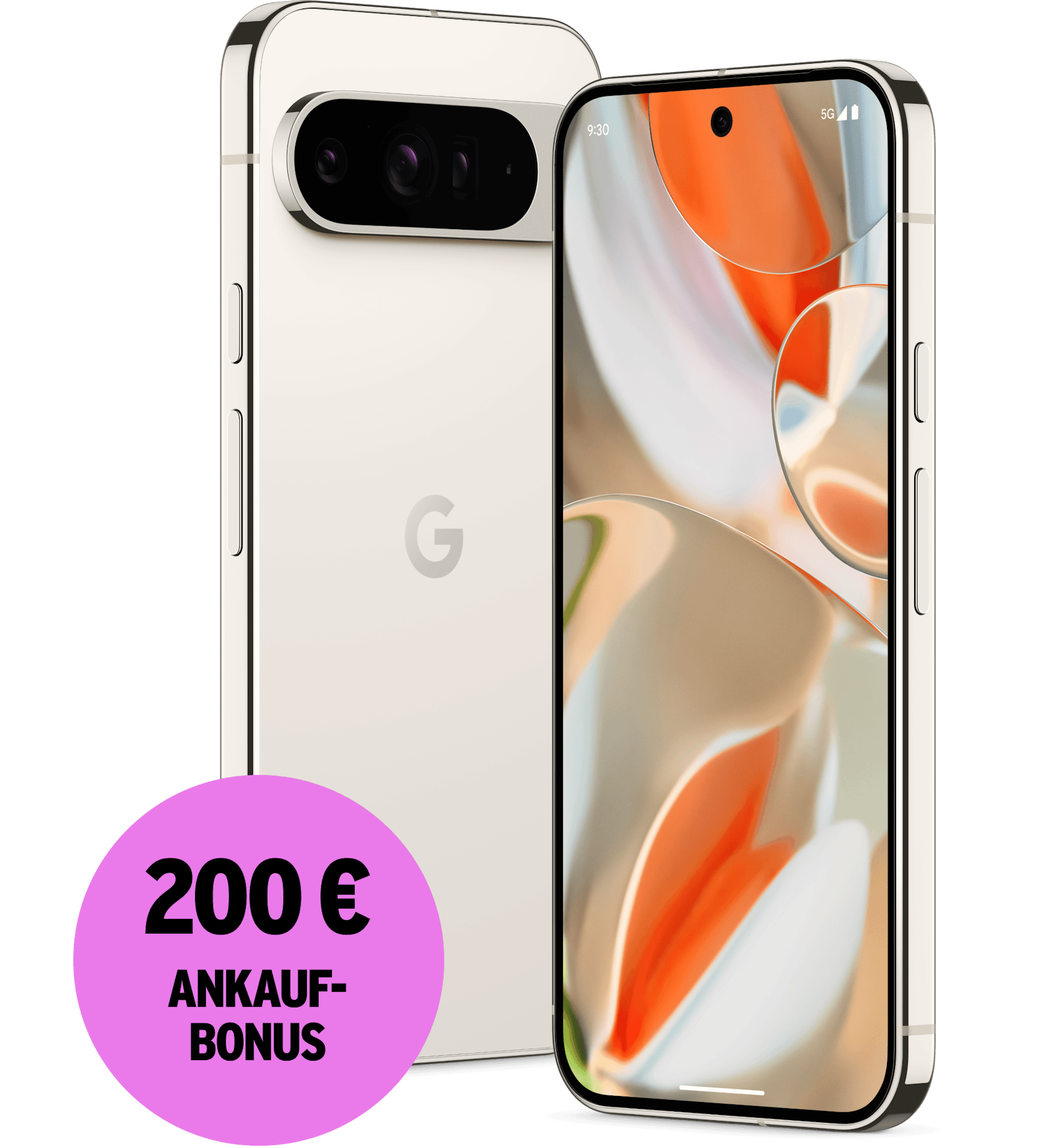 Highlight Bild vom Gerät Vorder- und Rückansicht Google Pixel 9 Pro XL. 200 € Ankaufbonus.