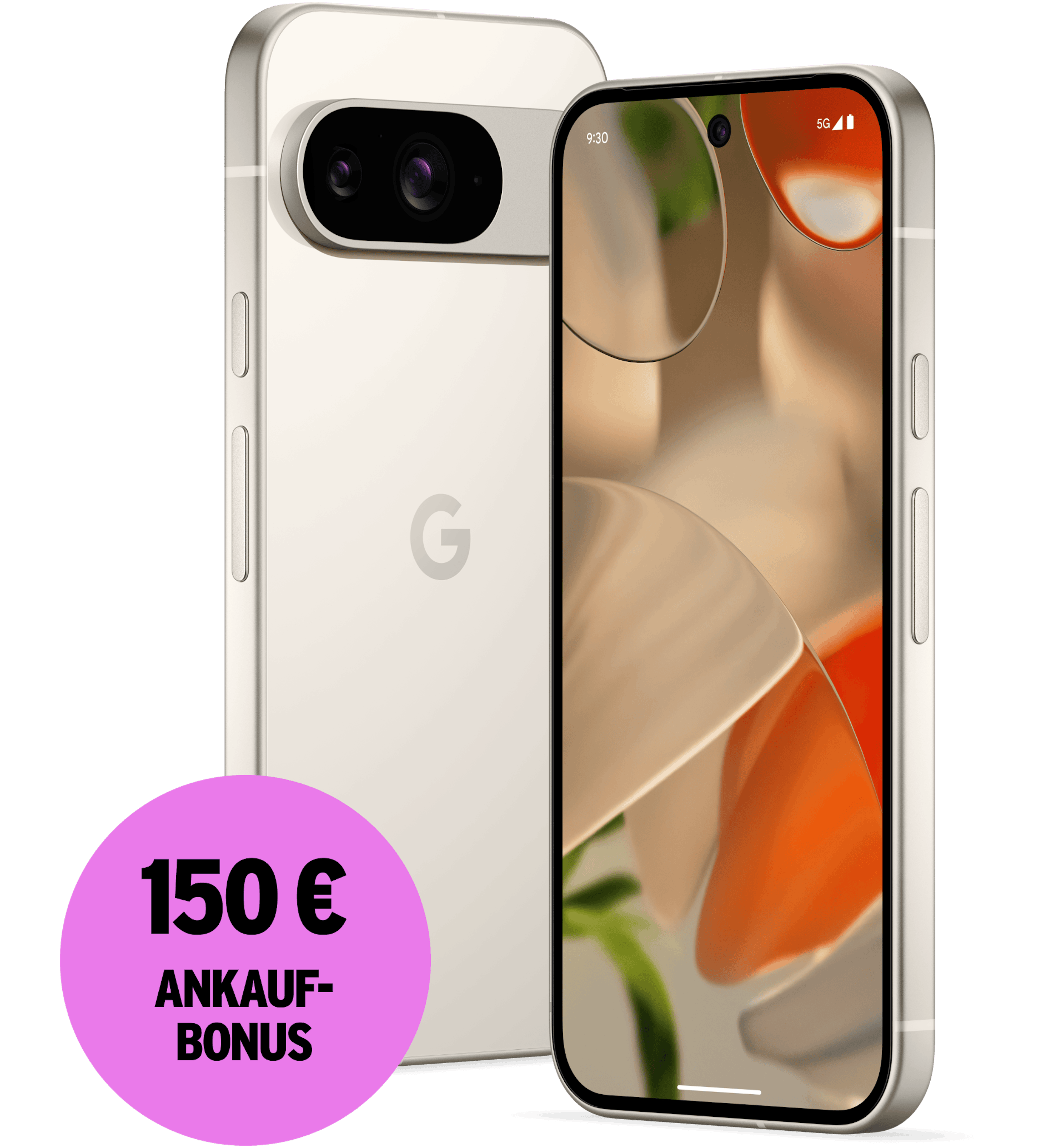 Highlight Bild vom Gerät Vorder- und Rückansicht Google Pixel 9. 150 € Ankaufbonus.