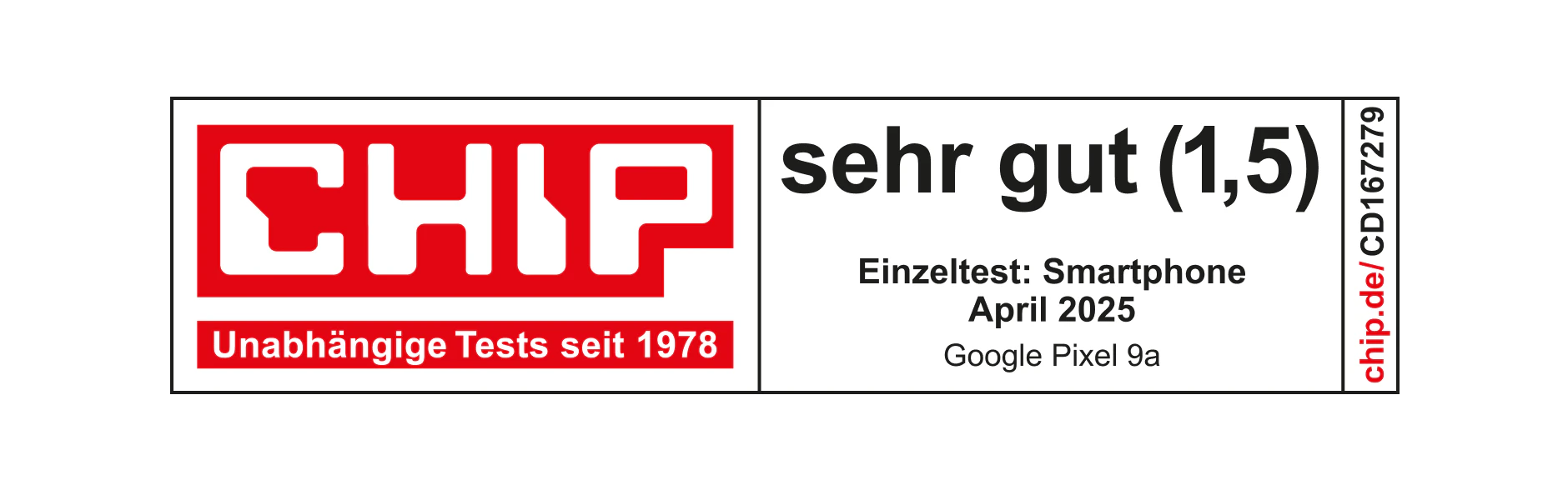 Chip Siegel Note sehr gut 1,5 im Einzeltest Smartphone April 2025.