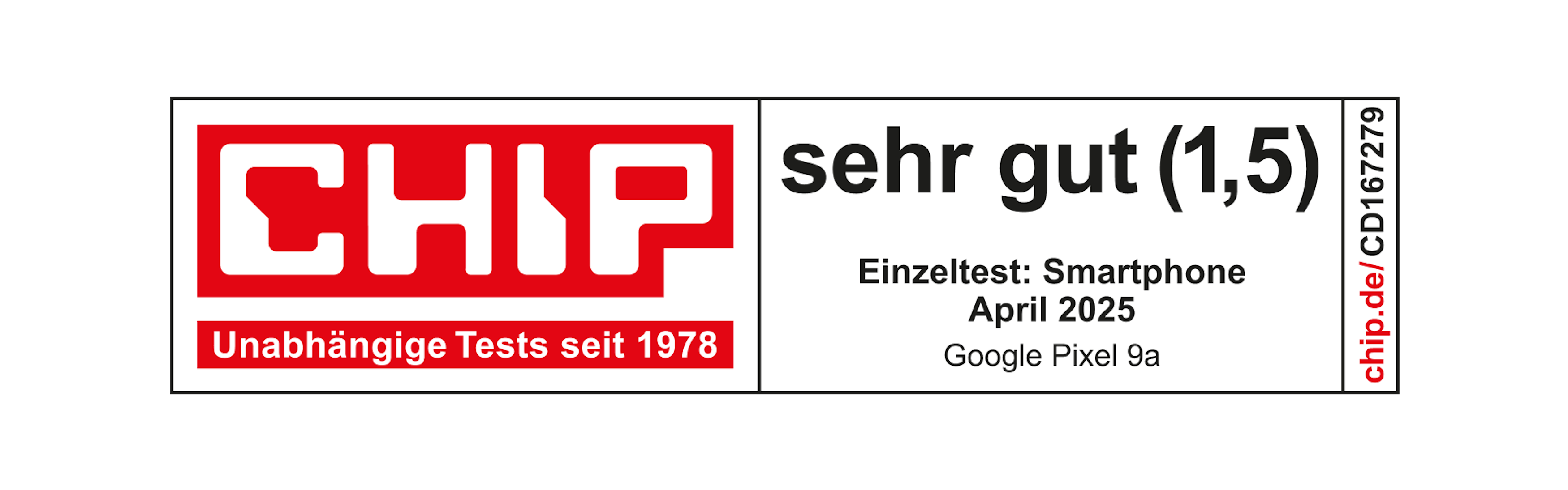 Chip Siegel Note sehr gut 1,5 im Einzeltest Smartphone April 2025.