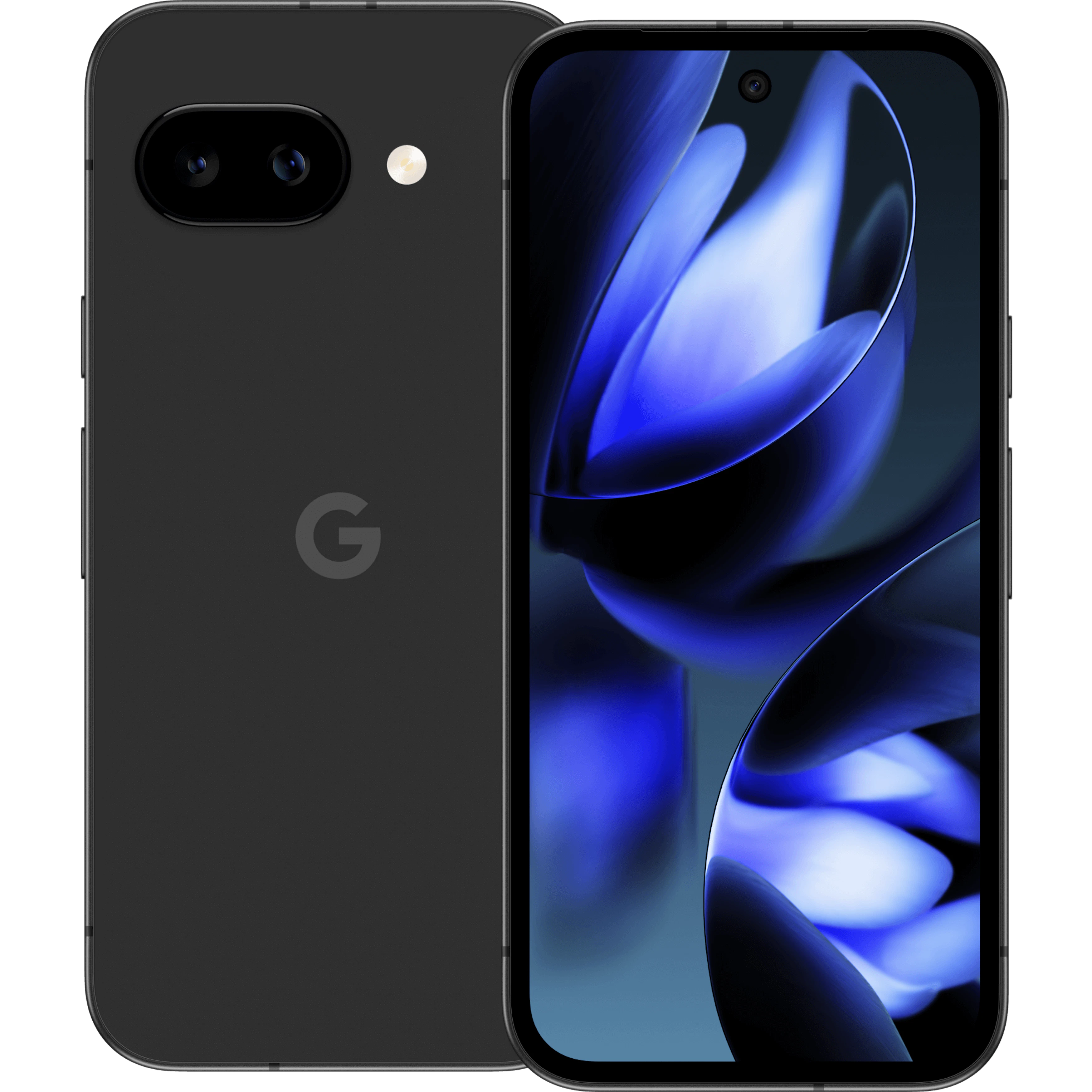 Vorder- und Rückansicht Google Pixel 9a Schwarz.