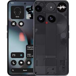 Vorder- und Rückansicht Nothing Phone 3 Schwarz. Vorder- und Rückansicht Nothing Phone 3 Schwarz.