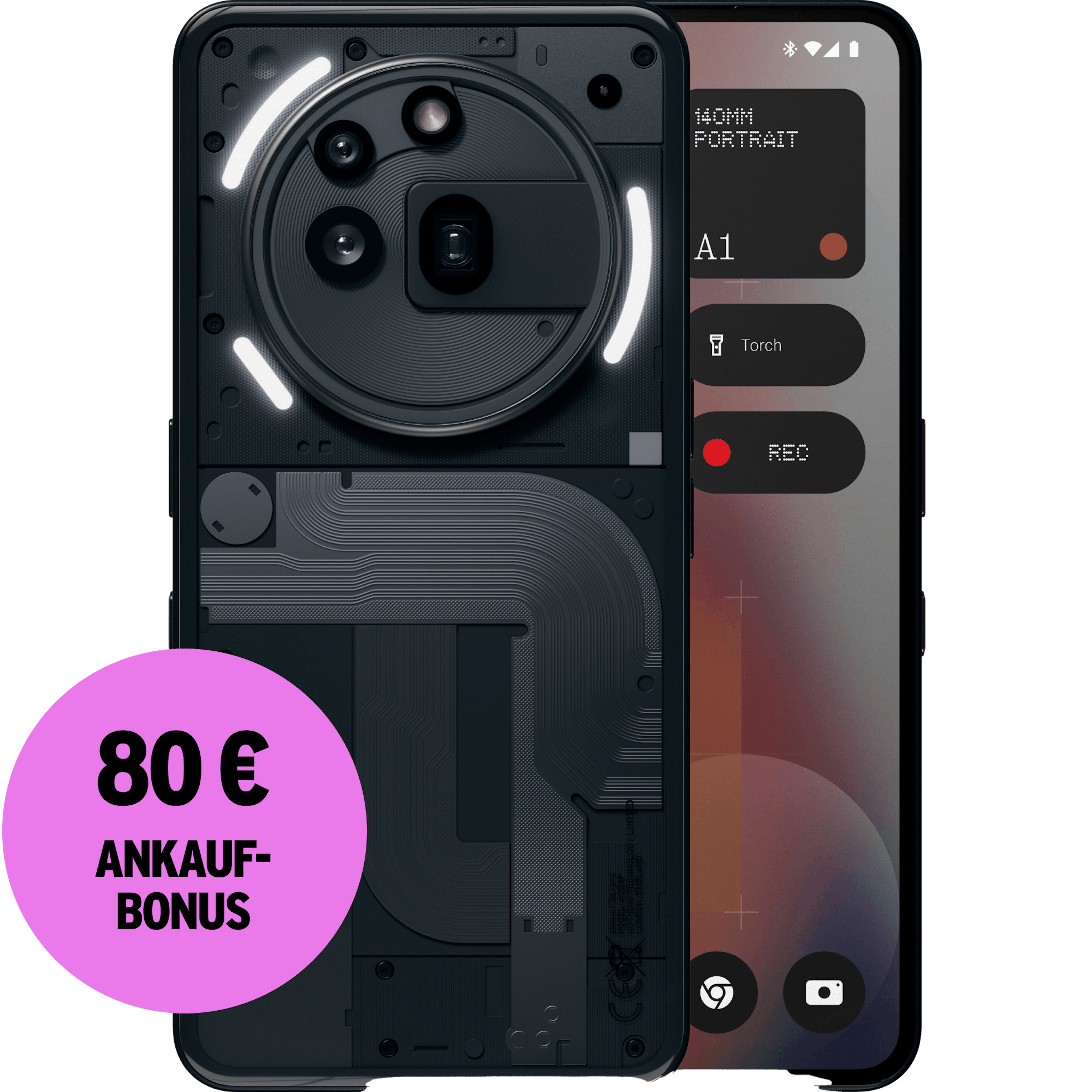 Vorderansicht Nothing Phone 3a Pro Schwarz. 80 € Ankaufbonus.
