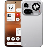 Rück- und Vorderseite Nothing Phone (4a) Pro in weiß.