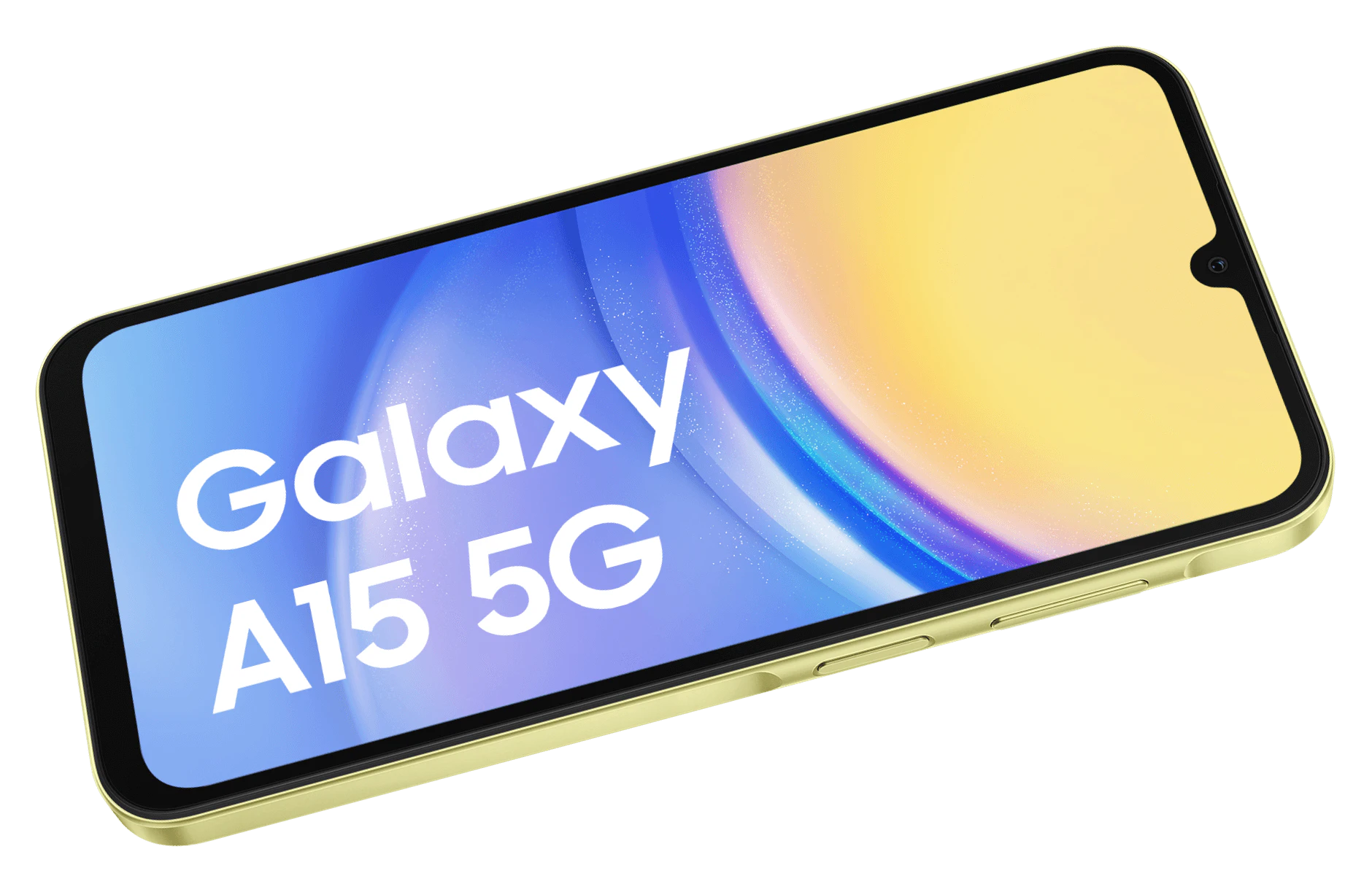 Schräge Vorderansicht Samsung Galaxy A15.