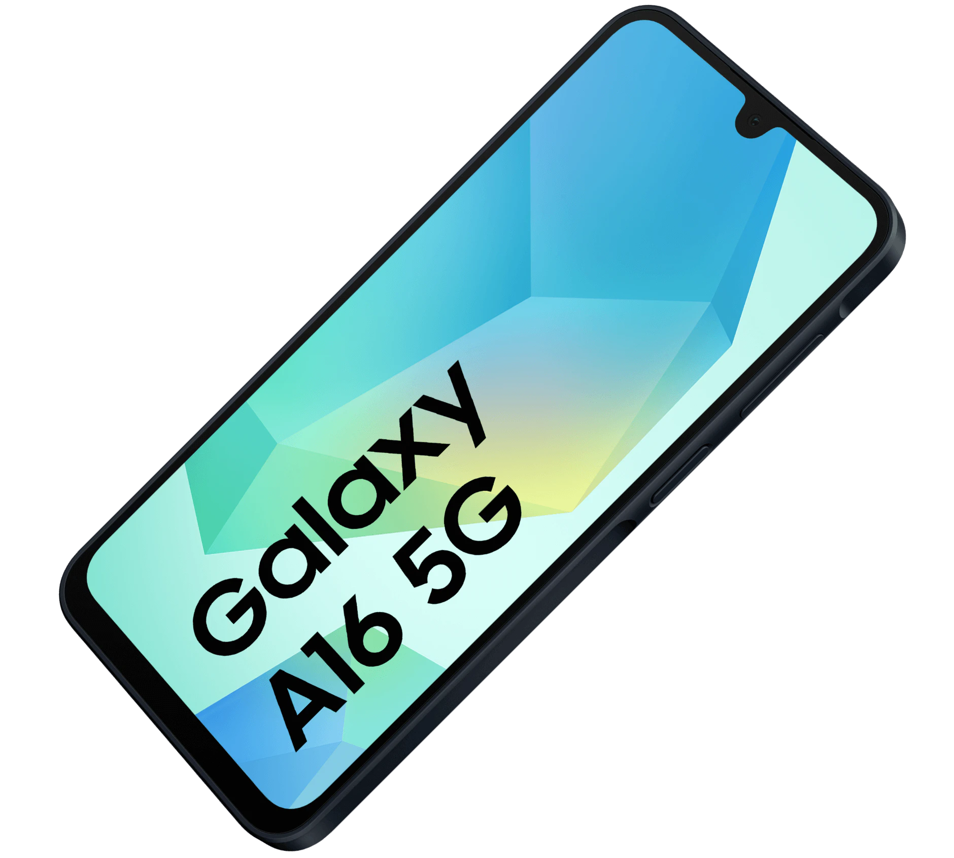 Highlight Bild vom Gerät Schräge Vorderansicht Samsung Galaxy A16 Blauschwarz.