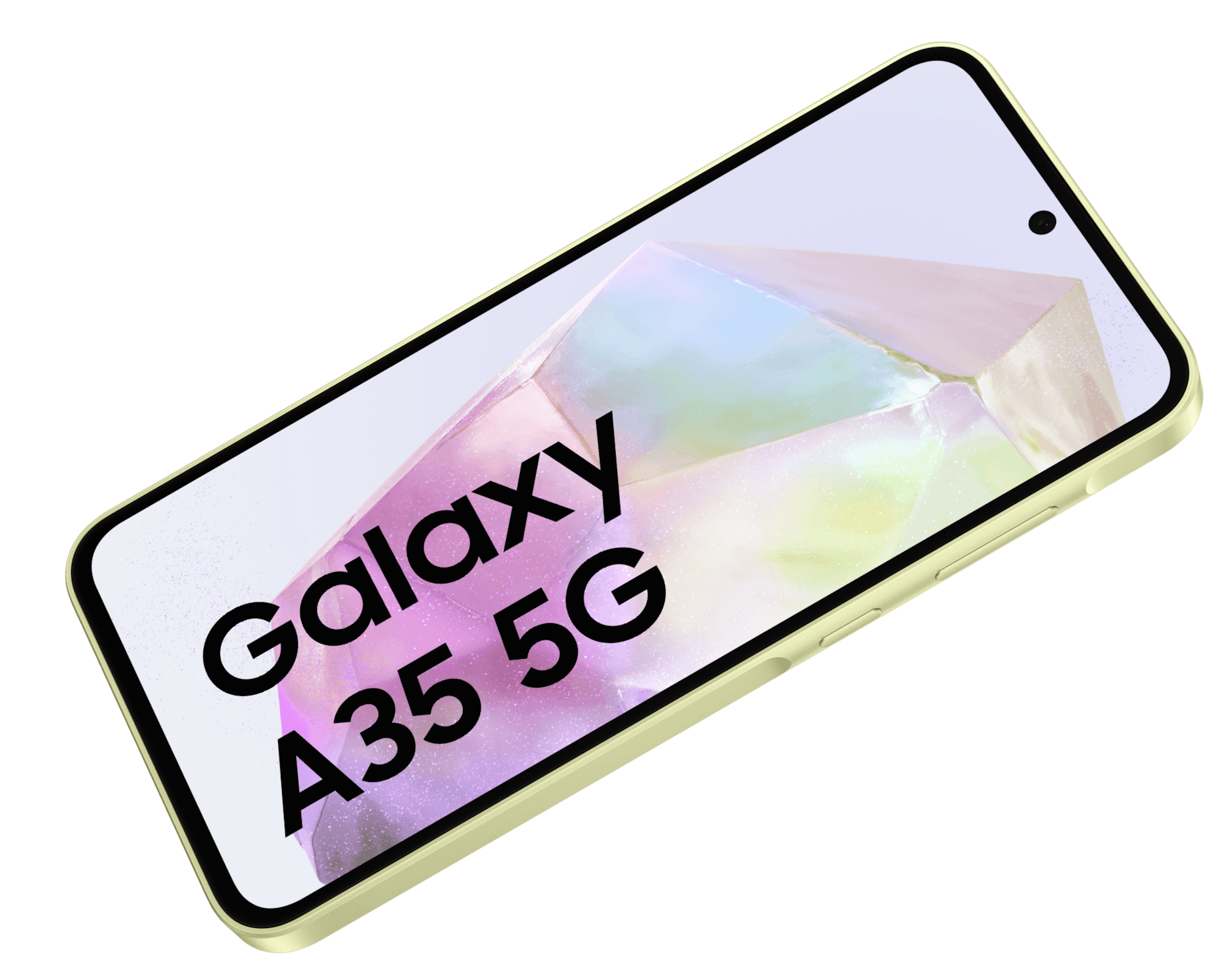 Schräge Vorderansicht Samsung Galaxy A35 Gelb.