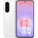 Vorder- und Rückansicht Samsung Galaxy A37 Weiß.