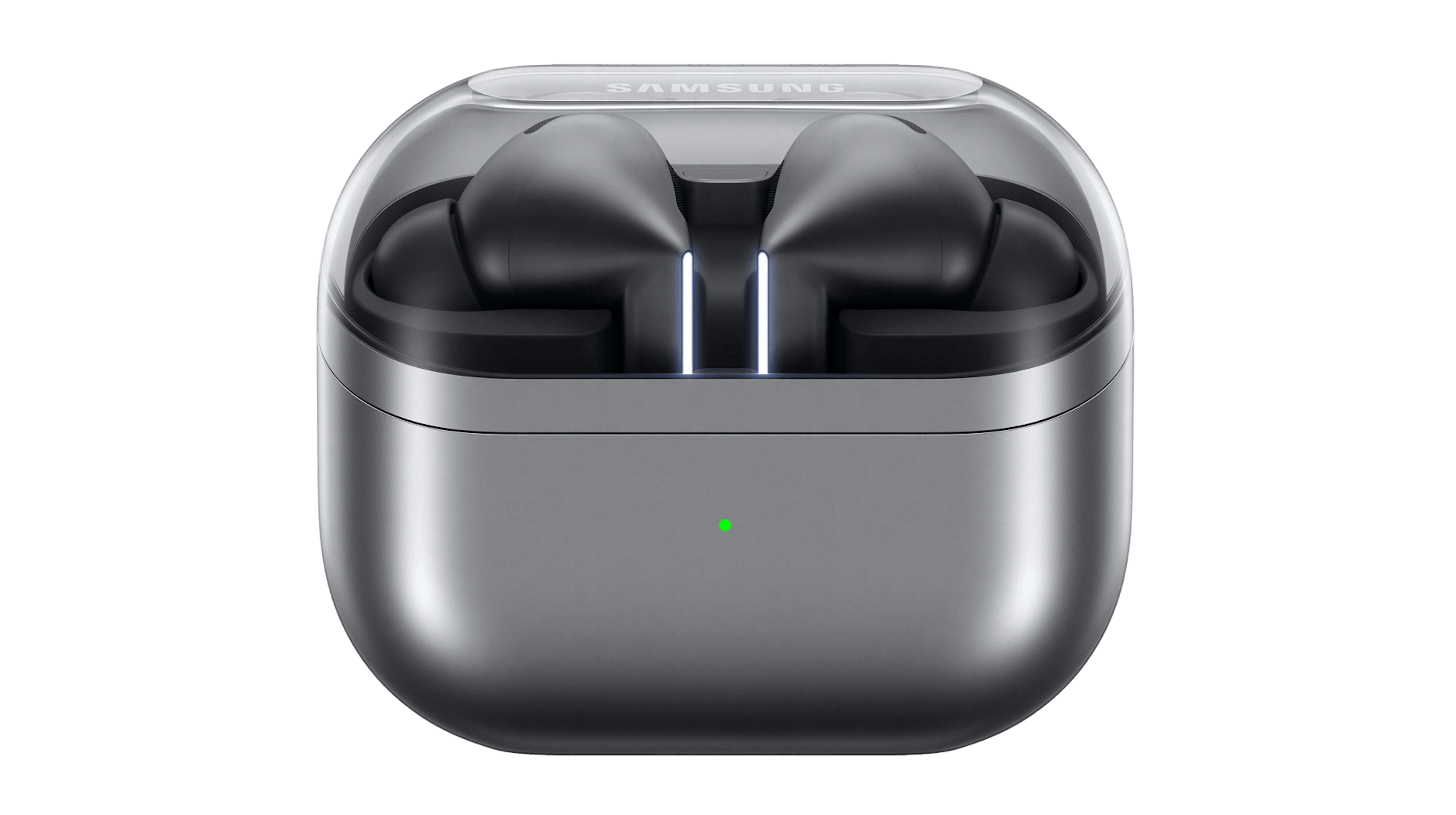 Samsung Galaxy Buds3 Pro Silber im Case.