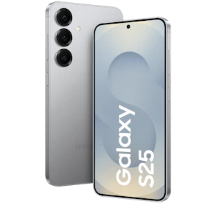 Vorder- und Rückansicht Samsung Galaxy S25 Silber. Vorder- und Rückansicht Samsung Galaxy S25 Silber.