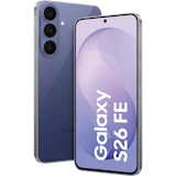 Samsung Galaxy S26 FE Vorder- und Rückansicht Blueberry.